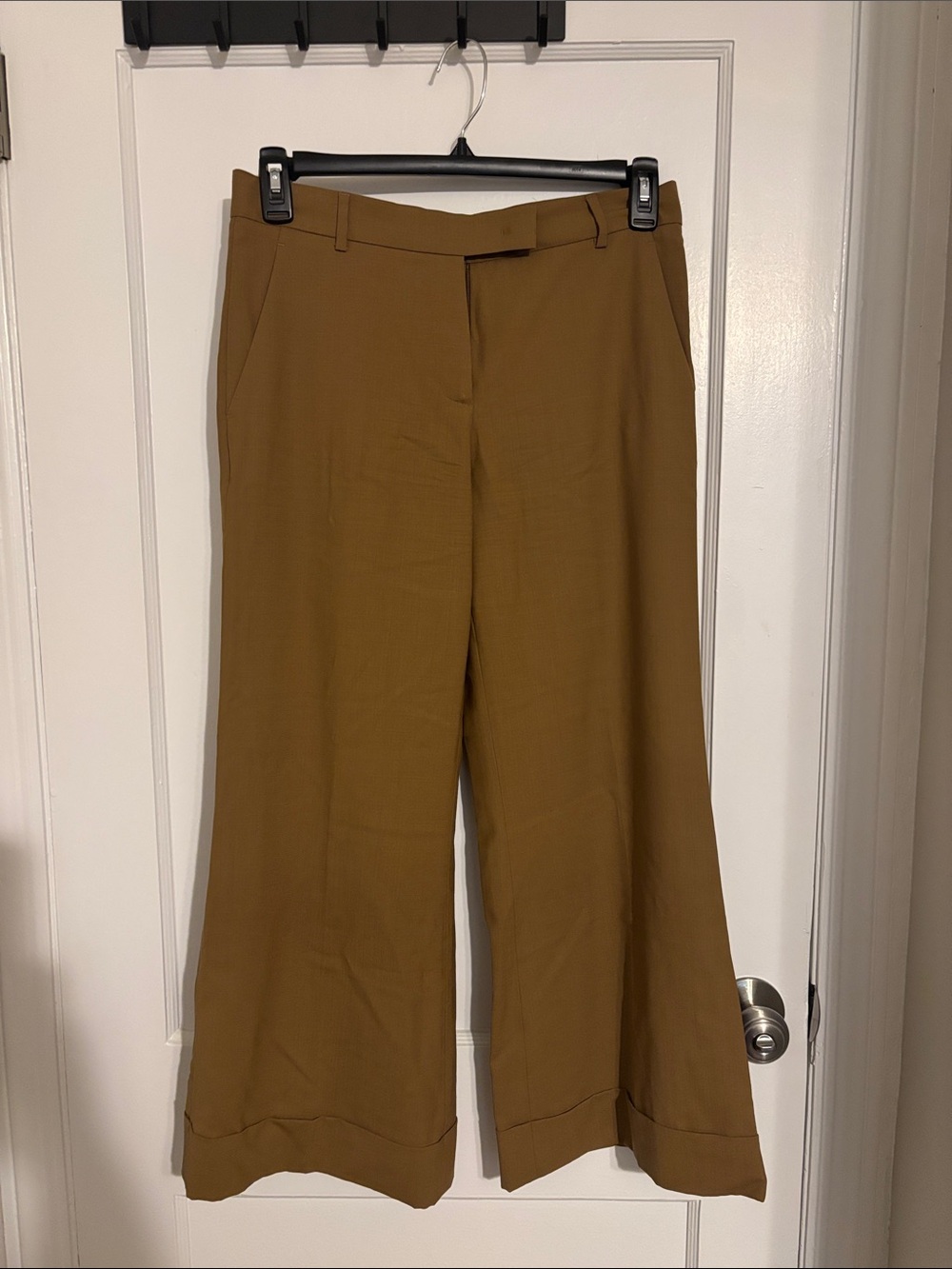 Wide-Leg Dress Pants in Camel Brown